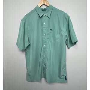 Vintage Quiksilver Button Down Collared Short Sleeve Pocket Shirt Men's Green L